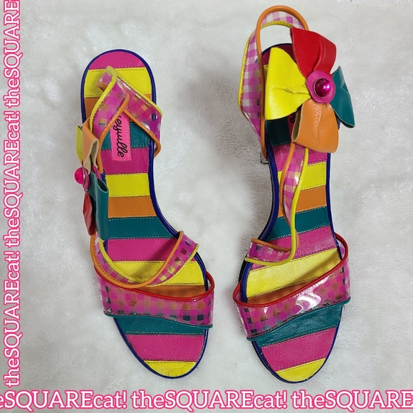Betseyville π Rainbow jem flowers clear gingham straps lucite high heels y2k π - Picture 14 of 14